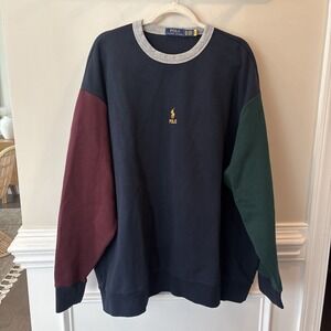 NWOT Polo Ralph Lauren Men's Color Block Double Knit Sweatshirt Size 3XB